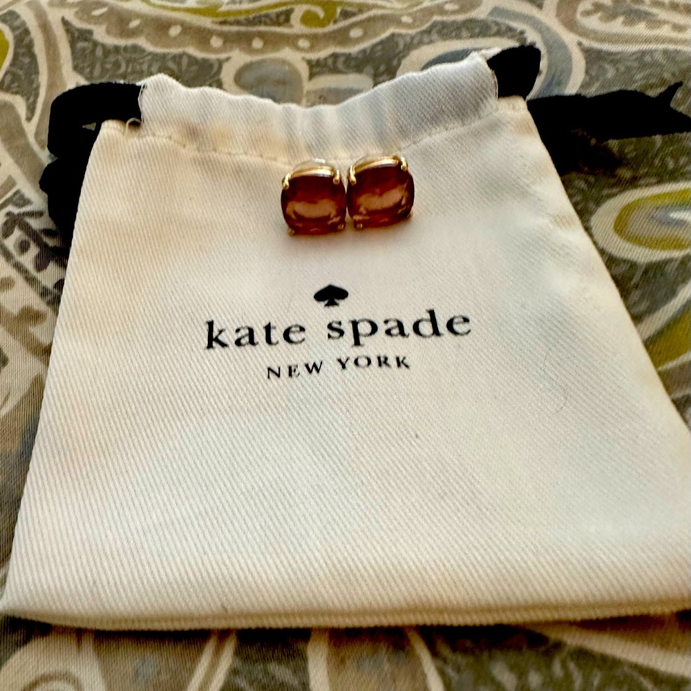 Kate Spade Mini Square Stud Rose Colored Earrings